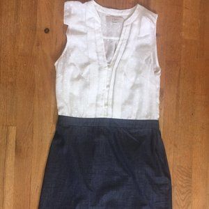 Ann Taylor Loft eyelet and chambray pencil dress